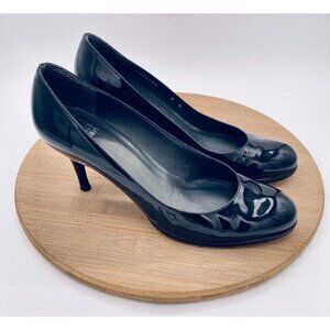 Stuart Weitzman Heels Womens 8 Black Patent Leather Pumps Minimalist